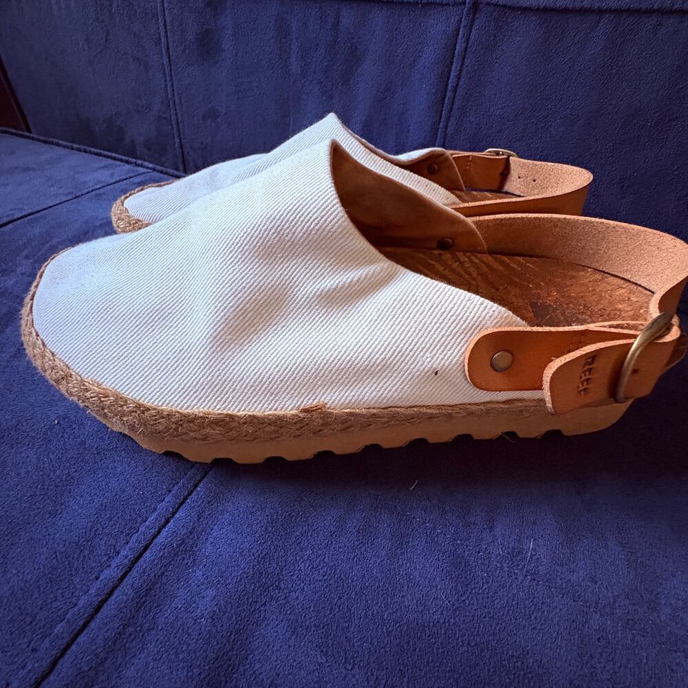Reef Cushion Sage Slingback Espadrille Clogs 
white canvas adjustable strap 8 - Picture 2 of 12